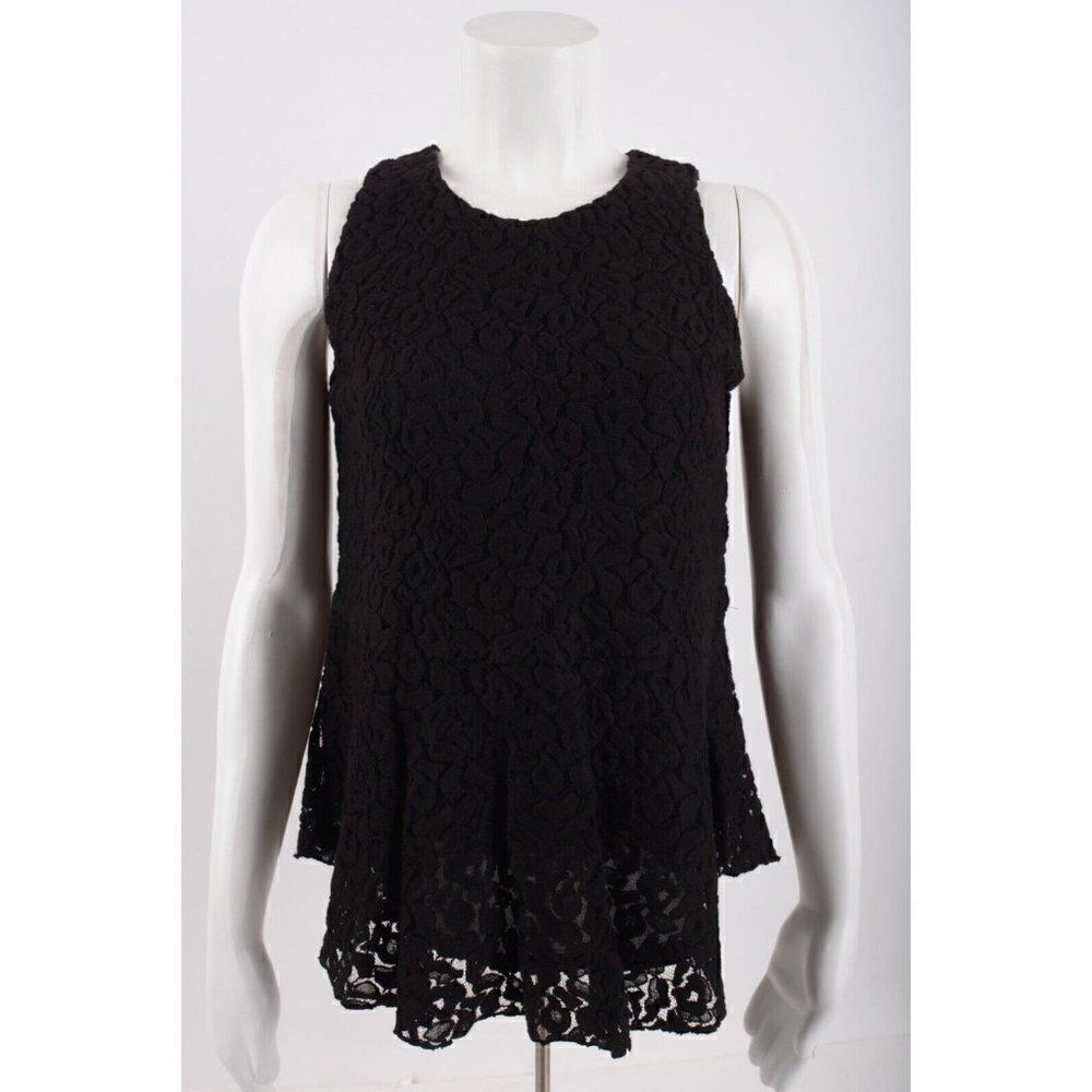 LOFT Ann Taylor Womens Blouse Shirt Top XS Black Peplum Lace Sleeveless NWT
